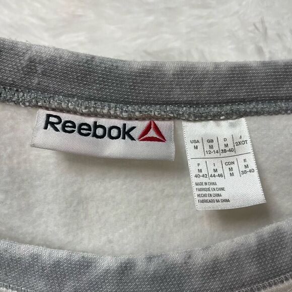 REEBOK White Grey Scoop Neck Cotton Hoodie Sweatshirt Size Medium - Picture 3 of 9